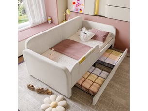Lit avec rangement 90x200 cm <strong>MERAX</strong>  <strong>lit enfant blanc</strong> coloris blanc