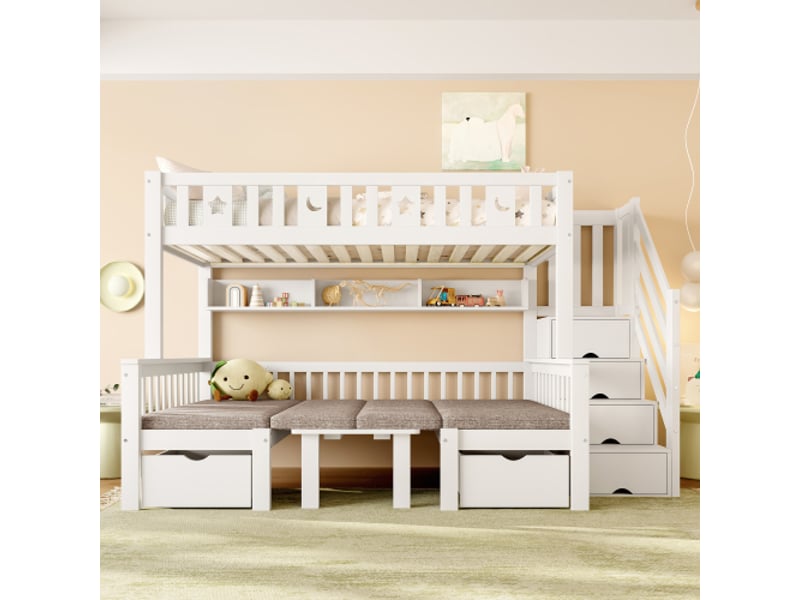  Lit mezzanine 90x200cm coloris blanc pin lit enfant blanc - Conforama B