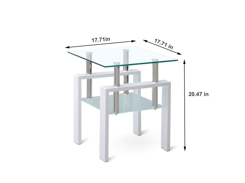  Table basse avec rangement 2 niveaux table de salon ensemble de 2 pièces en verre clair trempé finition blanche  - Conforama C