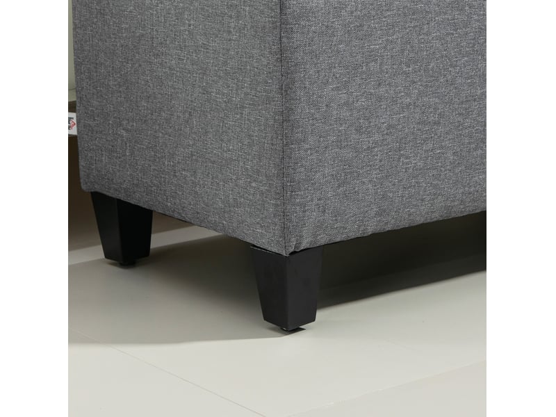 Banc coffre rembourré 100 x 40 x 44 cm gris clair, polyester aspect lin, assise relevable et rangement intérieur  - Conforama D