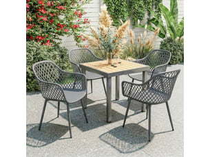 Lot de 4 chaises de jardin,56x51x84 cm,avec accoudoirs,plastique et métal,gris foncé