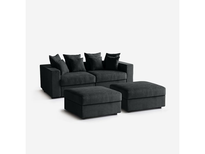  Canapé modulable déhoussable made in italy avec pouf et coussins cortina f - noir  - Conforama A