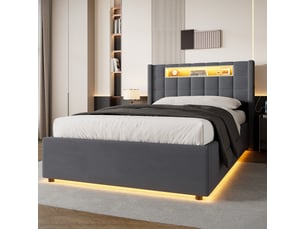 Lit coffre 90x200 cm <strong>DESVIAE</strong> <strong></strong> coloris gris