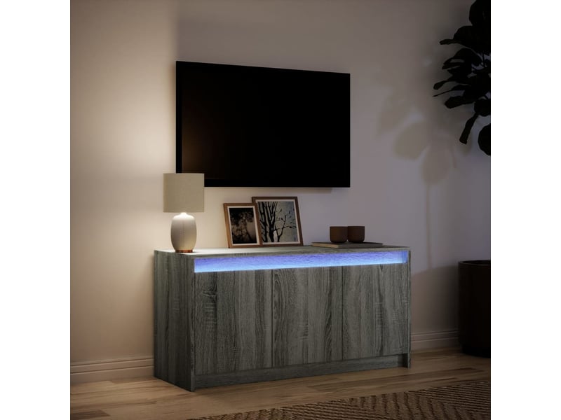Meuble tv - banc tv - meuble de rangement avec led sonoma gris 100x34x50 cm bois d'ingénierie - Conforama E