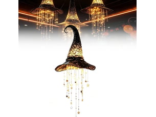 1 pièce décoration halloween suspendue, chapeau de sorcière lumineux led avec guirlande d'étoiles pour porche, entrée et jardin
