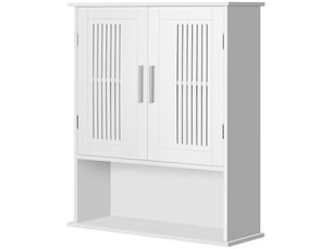 Armoire murale de salle de bain 2 portes étagère réglable mdf blanc 60 x 20 x 70 cm