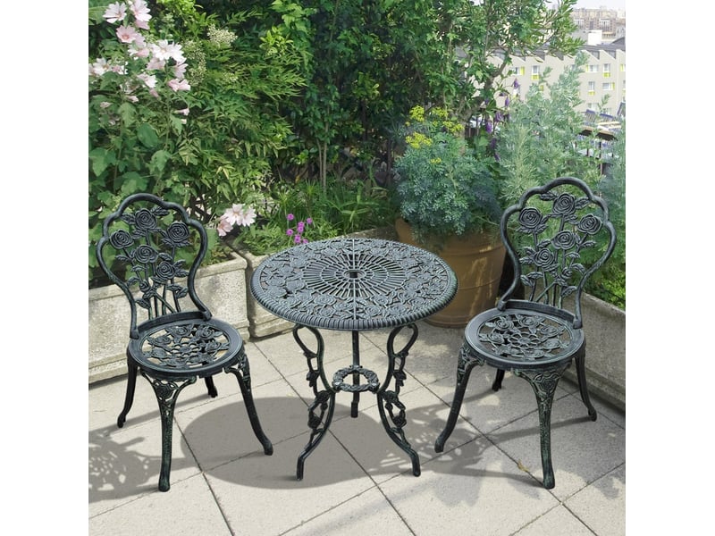 Ensemble bistro de jardin 60x60x69 cm style ancien métal vert - Conforama B