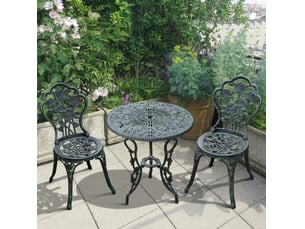 Ensemble bistro de jardin 60x60x69 cm style ancien métal vert