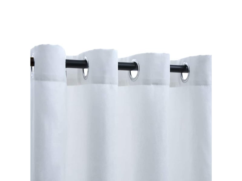  Lot de 2 rideaux occultant, rideaux black-out et anneaux en métal blanc cassé 140x245cm cf43978  - Conforama C