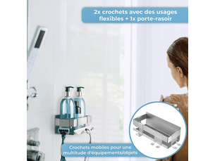 Étagère de douche étagère de salle de bain sans perçage - fixation sécurisée - acier inoxydable s304