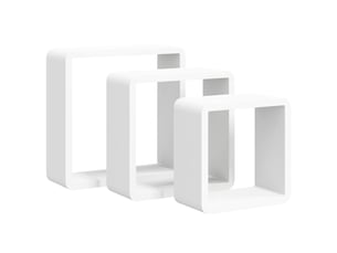 Lot de 3 étagères murales cube, étagères suspendues blanc mdf cf43320