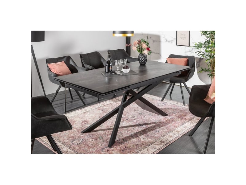 Table de salle à manger stelix – extensible 180 à 260 cm – structure métal et plateau en verre trempé et céramique - Conforama C