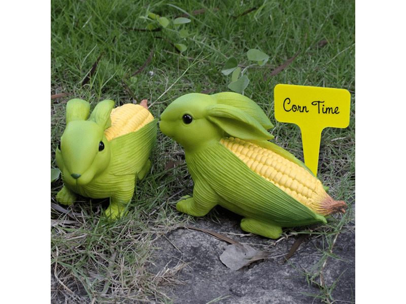  Statue de lapin mignon pour jardin, adorables figurines de lapin de maïs en résine pour décoration de jardin, terrasse, pelouse  - Conforama C
