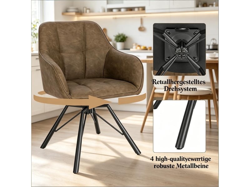  Lot de 2 chaises de salle à manger pivotantes similicuir marron T5828P512119 - Conforama B