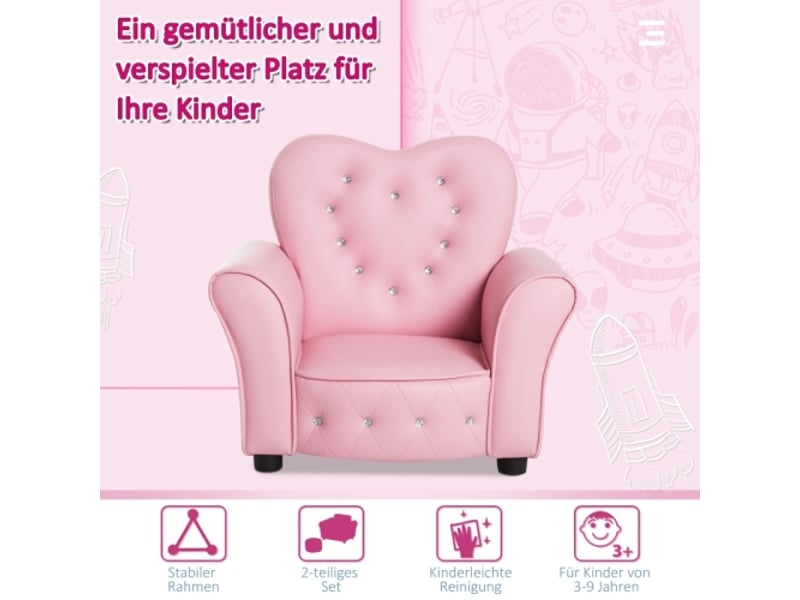  Fauteuil enfant rose, pieds en bois massif, siège mousse, chambre et salle de jeux, 1,5-3 ans, 59x41,5x49 cm  - Conforama D