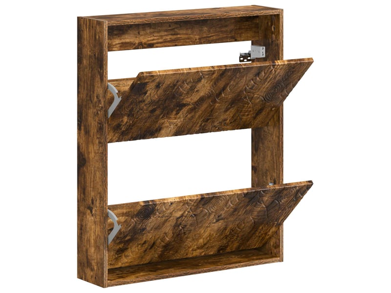  Meuble à chaussures mural, armoire à chaussures delft 71x17x86 cm chêne fumé  - Conforama C