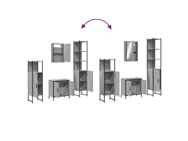 Ensemble de meubles de salle de bain 4 pcs sonoma gris cf63880 - Conforama E