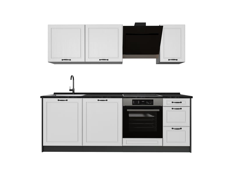  Vicco cuisine, blanc campagneanthracite, 220cm plan de travail anthracite  - Conforama A