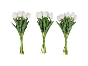 30 tulipes artificielles réalistes au toucher, fausses tulipes de hollande en pu, bouquet de fleurs en latex, tulipes blanches (blanches)