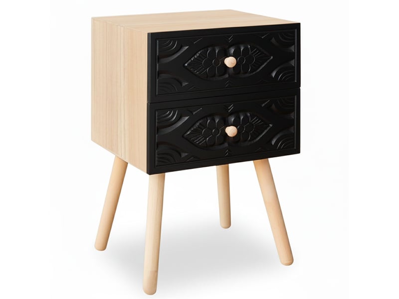 Table de chevet catana 2 tiroirs noir carbone Catana - Conforama A