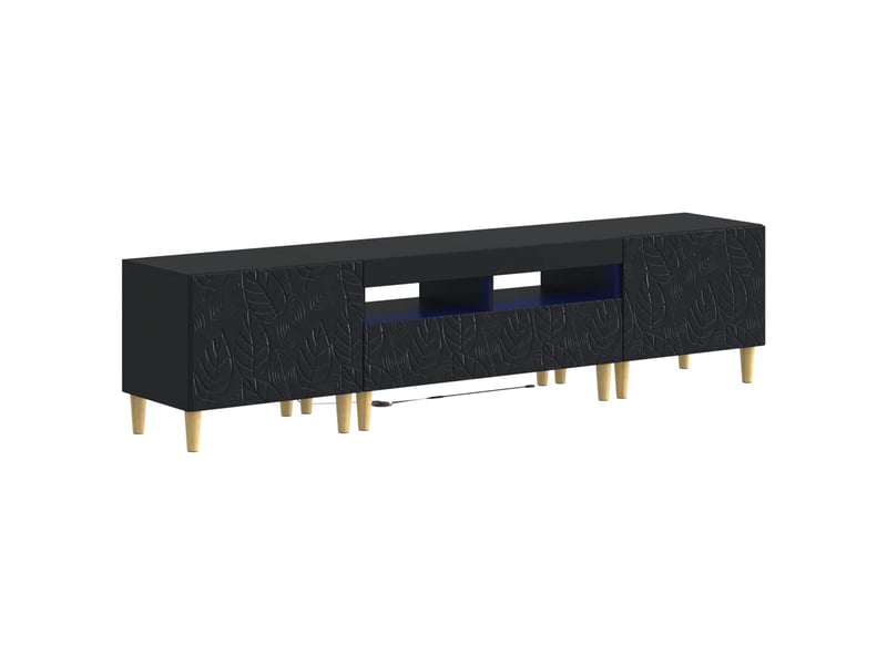 Ensemble de 3 meubles tv - banc tv - meuble de rangement led delft noir bois d'ingénierie - Conforama A