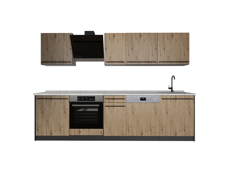  Vicco cuisine, chêne artisananthracite, 280cm sans plan de travail  - Conforama A
