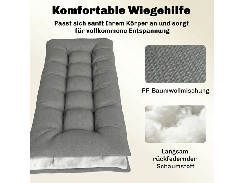 Coussin de chaise longue extérieur 198x65x13 cm gris clair avec liens - Conforama E