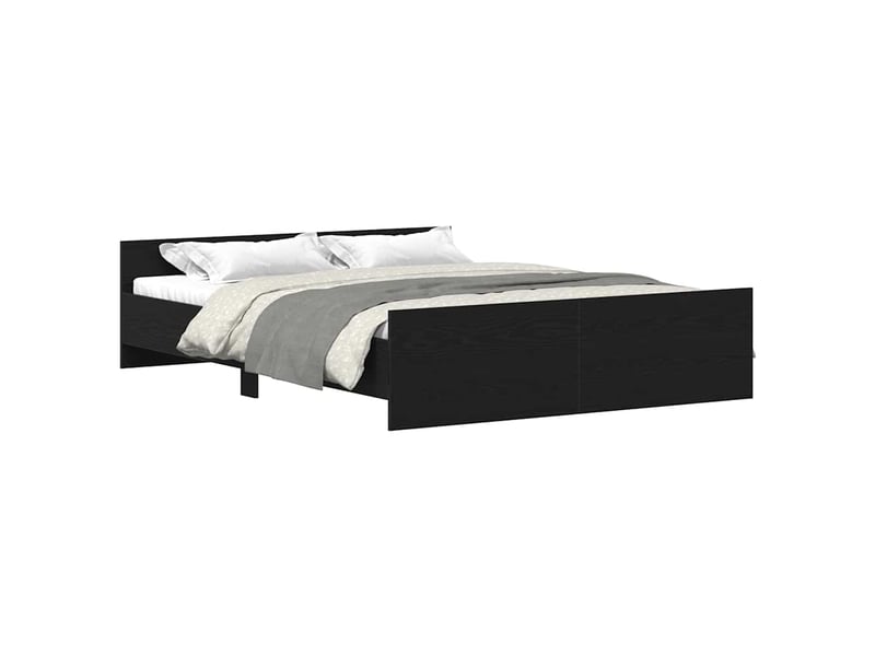  Lit double- lit adulte -  cadre de lit sans matelas en chêne noir 150x200 cm bois d'ingénierie  - Conforama D