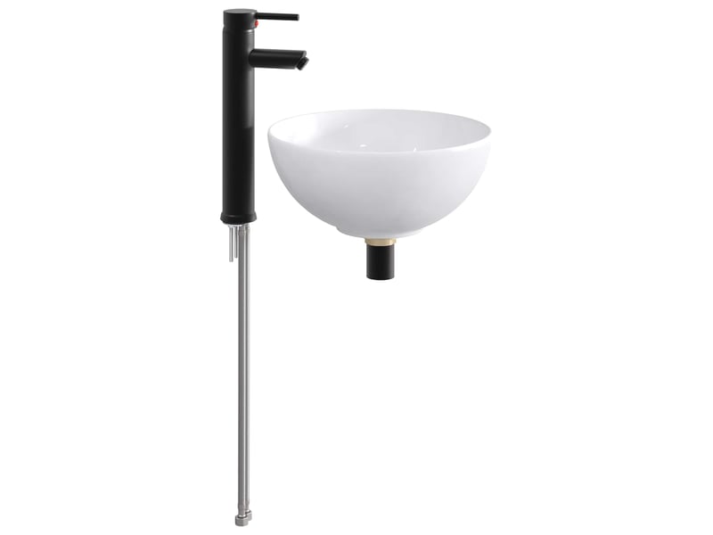 Lavabo de salle de bain avec robinet et drain noir mat shl1660 - Conforama A