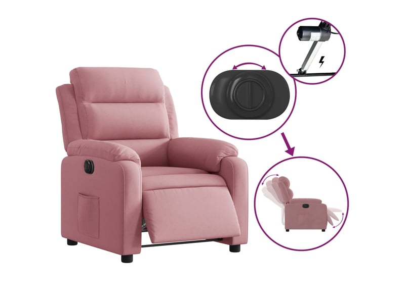  Vidaxl fauteuil inclinable électrique rose velours  - Conforama E