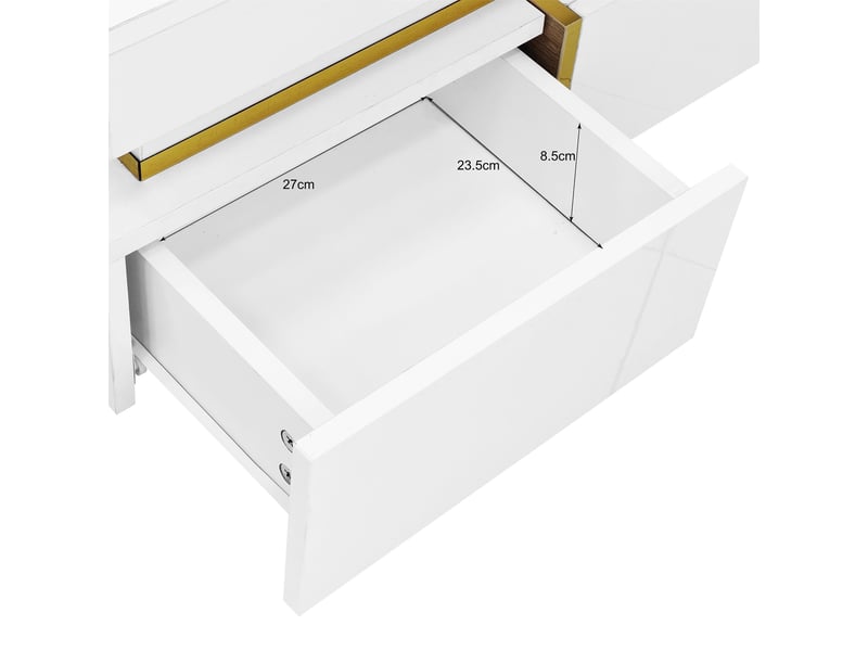  Table basse carrée brillante en panneaux de particules avec 2 tiroirs et accents dorés,blanc table basse blanc - Conforama D