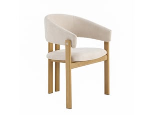Lot de 6 chaises de salle à manger en lin beige avec accoudoirs, pieds métal