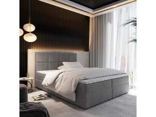 Lit avec rangement 140x200 cm <strong>MASSENO</strong>  <strong></strong> coloris gris