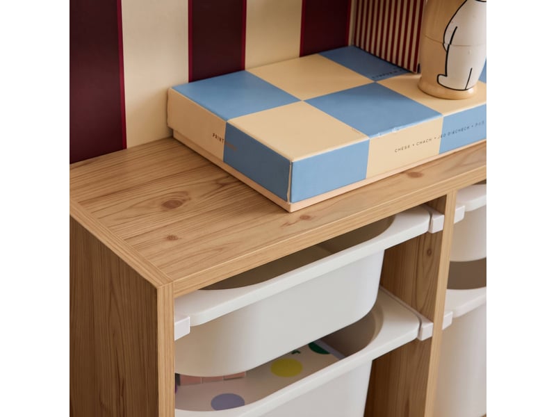  Meuble de rangement pour enfant décor bois 6 bacs en plastique naturel - sora  - Conforama E