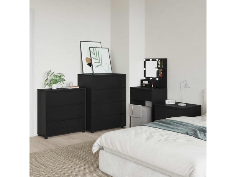 Armoire de rangement, commode de rangement 80 x 31 x 81 cm bois d'ingénierie noir  - Conforama D