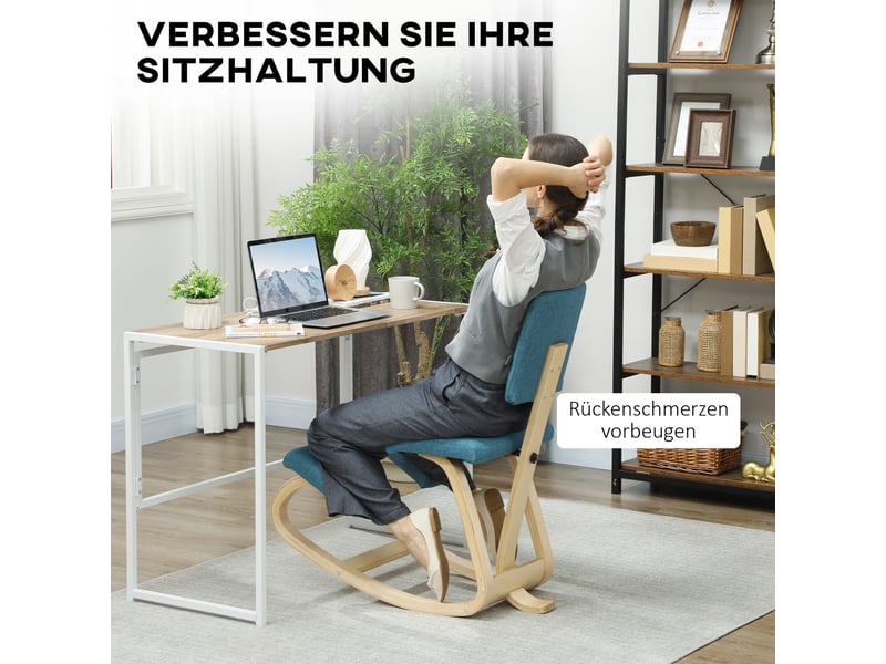  Chaise ergonomique à genoux, tabouret de jardin, chaise de bien-être pour la maison, le bureau et la méditation, bleu foncé  - Conforama E