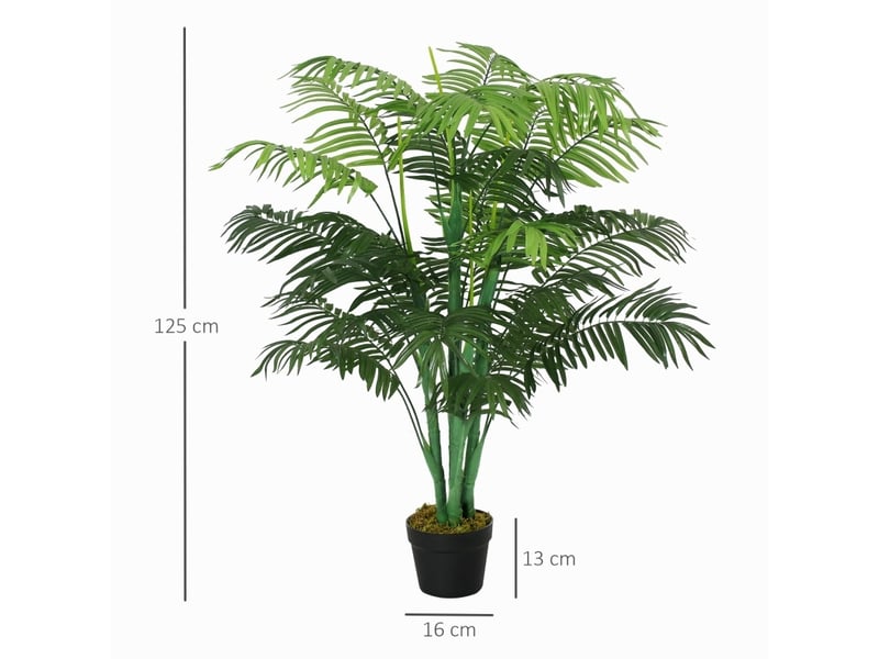  Palmier artificiel 16x125 cm 18 palmes en pot vert  - Conforama E