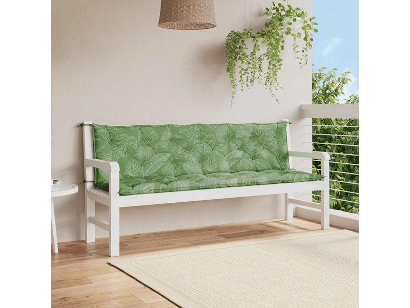 Lot de 2 coussins de banc de jardin, coussins d'assise motif de feuilles tissu cf58672  - Conforama B