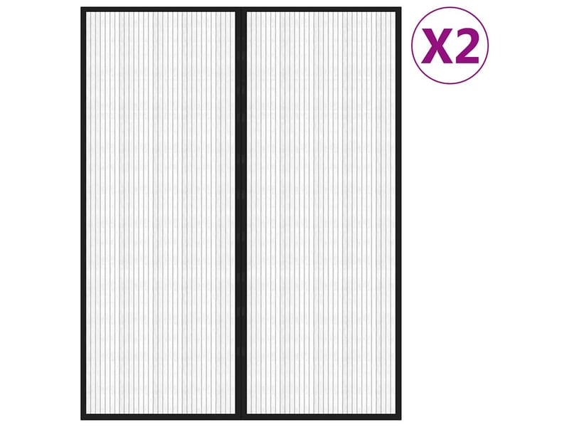  Lot de 2 rideaux de porte anti-insectes, moustiquaires et aimants noir 230x160 cm cf44146  - Conforama A