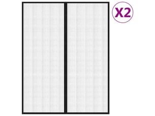 Lot de 2 rideaux de porte anti-insectes, moustiquaires et aimants noir 230x160 cm cf44146
