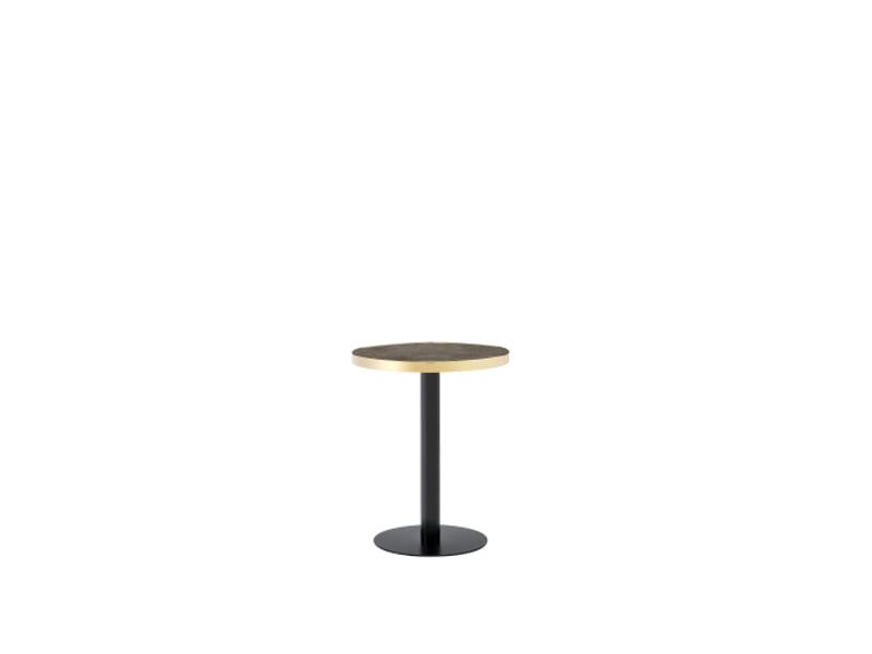  Table basse ronde effet marbre avec pied central en métal, pour salon ou chambre, 60 × 73,7 cm, gris  - Conforama A