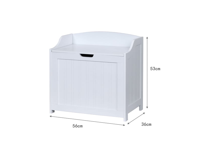  Coffre à linge élégant 56 x 36 x 53 cm avec charnière douce design intemporel en mdf blanc 13_0017817  - Conforama A