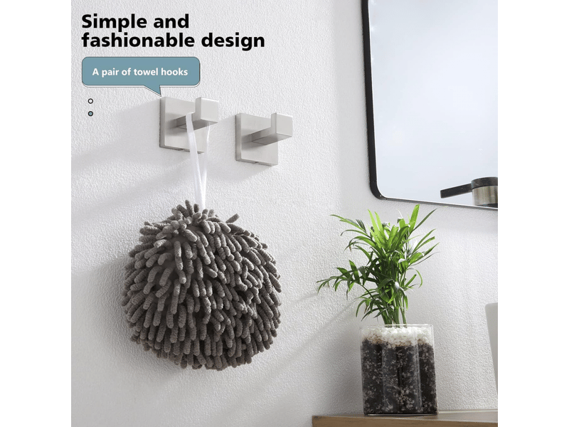  Crochet mural carré pour serviettes, salle de bain, cuisine, mural, acier inoxydable sus 304, nickel brossé  - Conforama B
