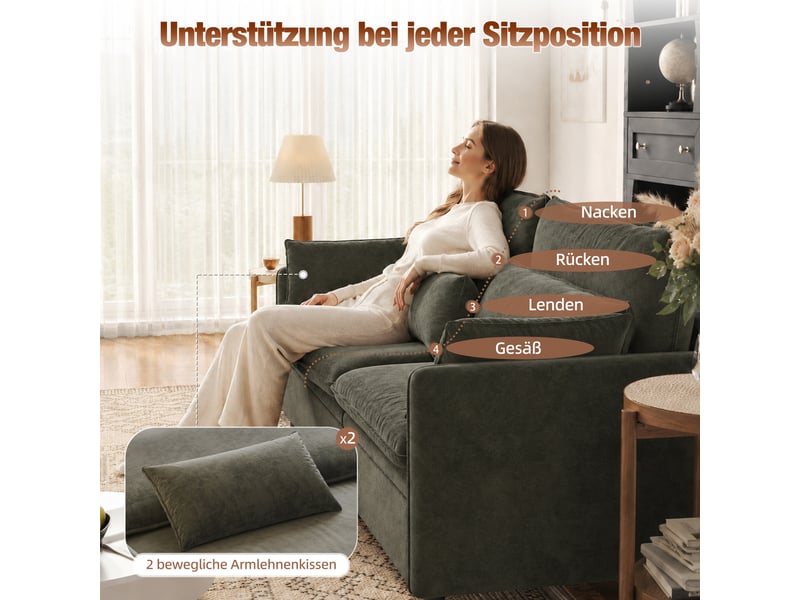 Canapé-lit convertible 3 en 1,206x91x86cm,canapé 3 places avec couchage extensible,coffre de rangement,tissu chenille,gris foncé - Conforama E
