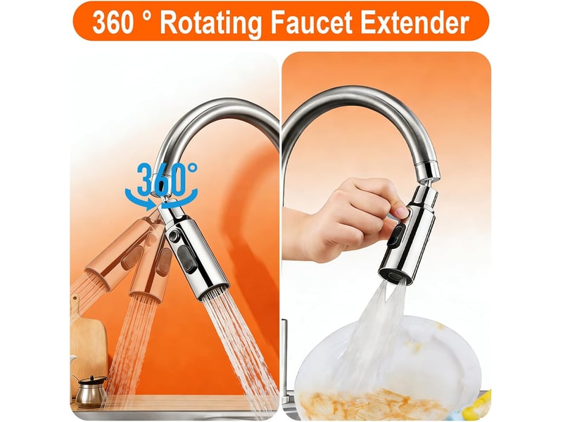  Aérateur de robinet, modes de poignée de douche, robinet économique en eau, eau de cuisine, adaptateur universel de robinet, robinet pivotant argent  - Conforama E