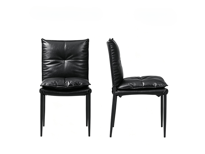  Chaise de salle à manger lot de 4 avec dossier rembourré et pieds antidérapants en similicuir noir  - Conforama A