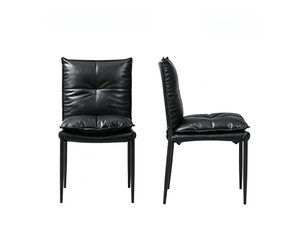 Chaise de salle à manger lot de 4 avec dossier rembourré et pieds antidérapants en similicuir noir