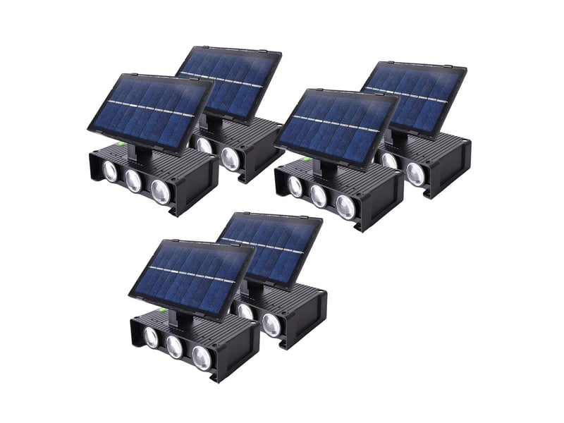  Lot de 6 appliques solaires d'extérieur à LED – Appliques murales à 6 LED, éclairage vers le haut et vers le bas, étanches, pour jardin, balcon, terrasse et escaliers, lumière blanc chaud  - Conforama A