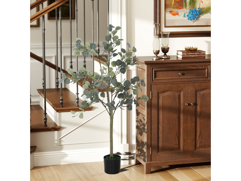 Eucalyptus artificiel décoratif, 120 cm, synthétique, avec 230 feuilles en pot pour usage intérieur, vert - Conforama C