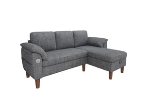 Canapé d'angle panoramique convertible <strong></strong> <strong>OPULERANE TRADING LTD</strong> 3 places Textilène gris avec coffre de rangement